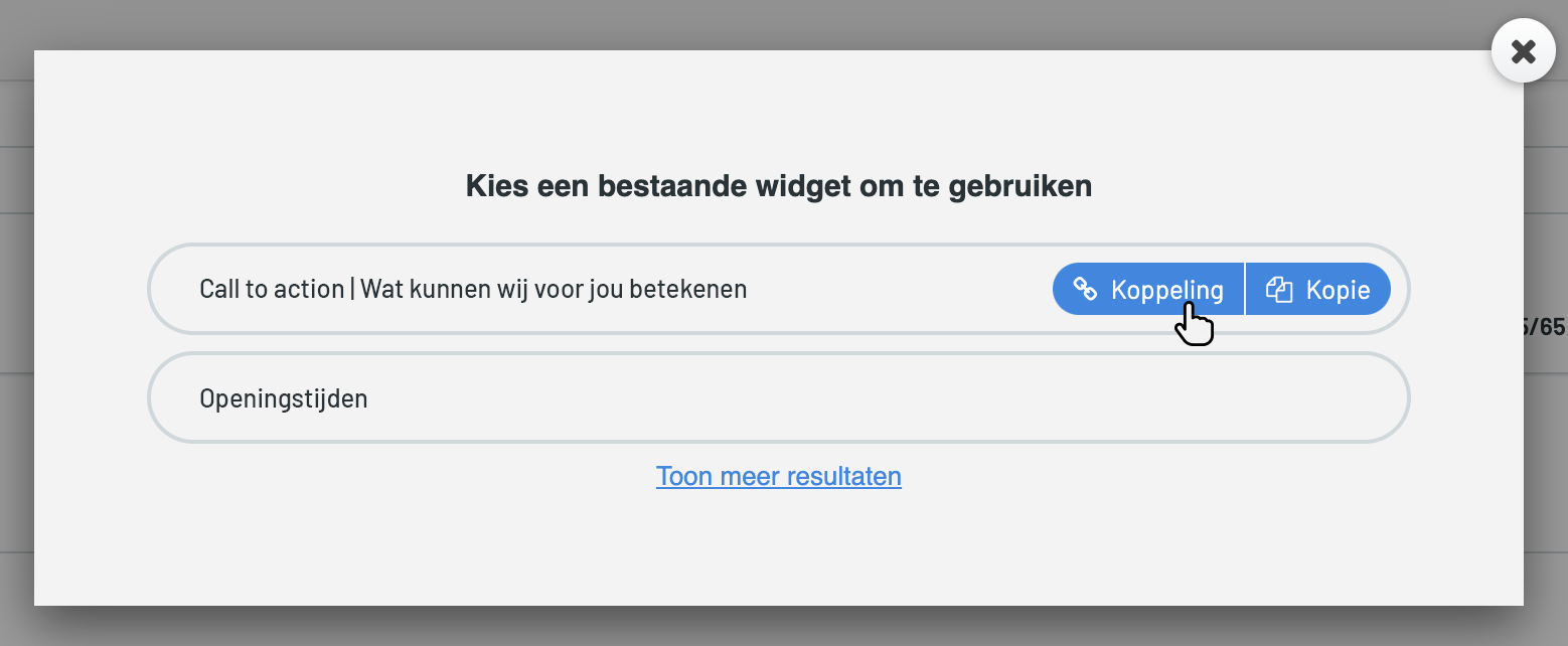 Kies een bestaande widget om te gebruiken.