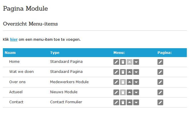 Pagina module van het Websteen CMS