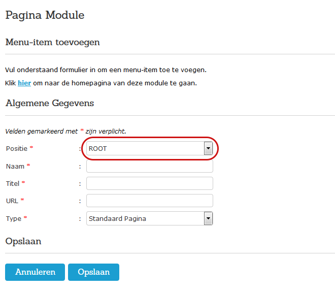 De pagina aanpassen van een hoofdpagina naar een subpagina
