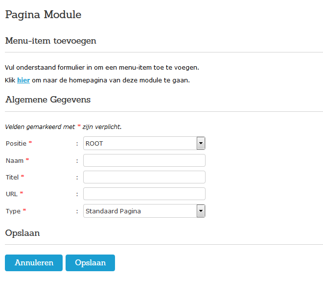Menu-item aanmaken in het Websteen CMS