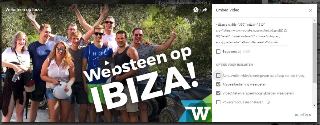 Een iframe maken met YouTube